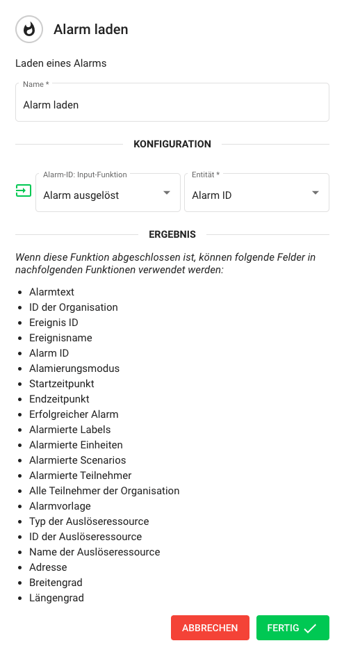 Alarm im Flow laden