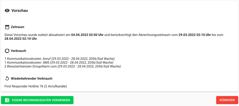 Verbesserte Abrechnungsübersicht