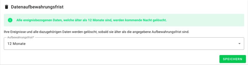 Datenaufbewahrungsfrist in Groupalarm