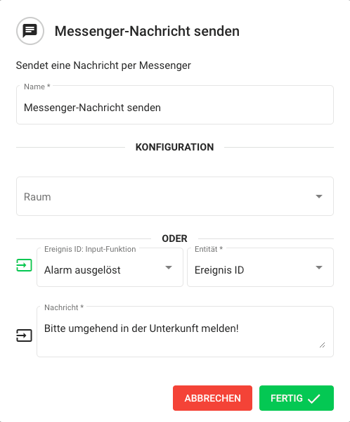 Nachricht an Ereignisraum im Flow versenden