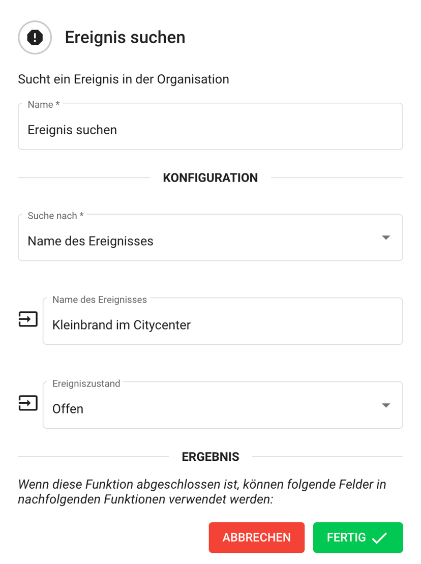 Ereigniszustand in "Ereignis suchen" im Flow festlegen