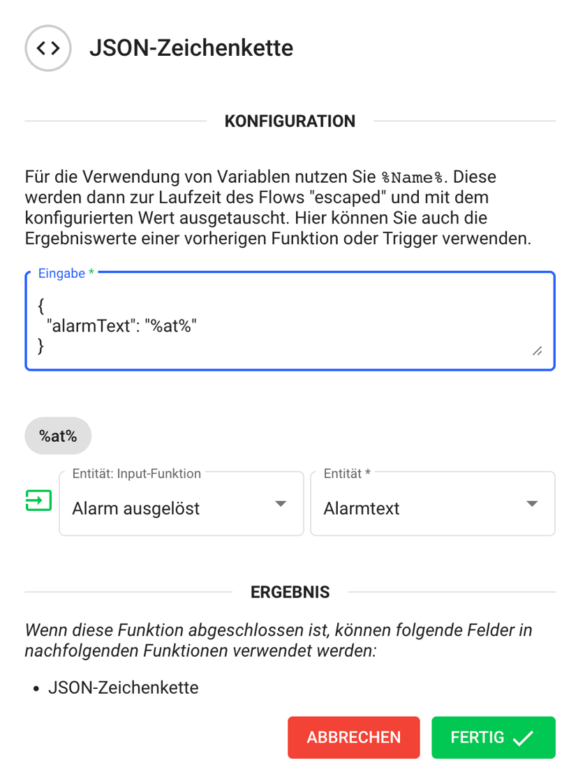 JSON-Zeichenketten im Flow