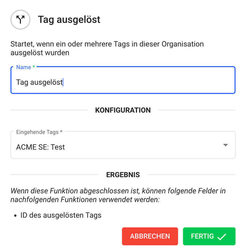 Flows durch ausgelöste Tags starten