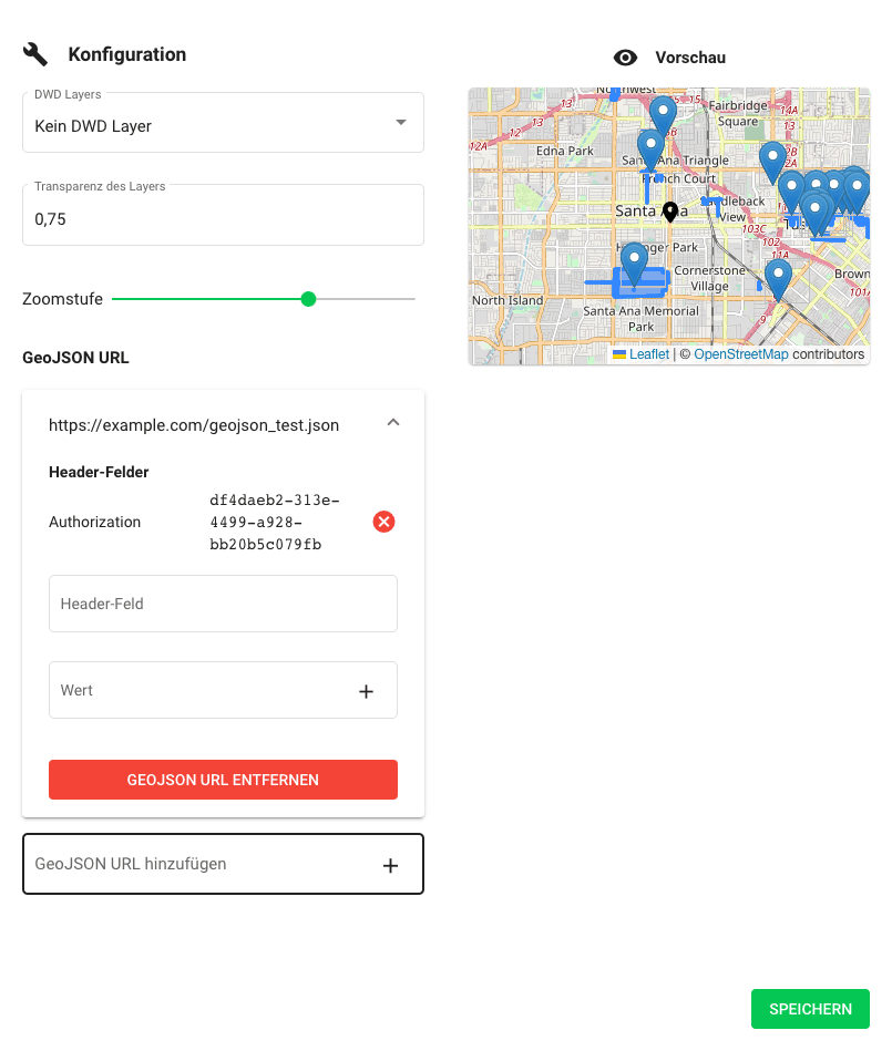 GeoJSON-Daten in Monitor Karten-Panels