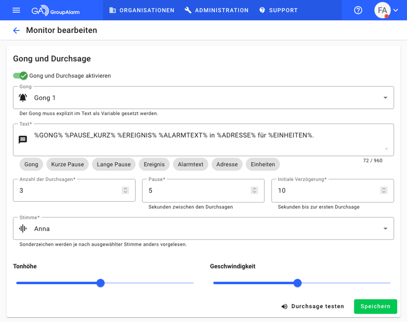 Gong und Vorlesefunktion für Monitore