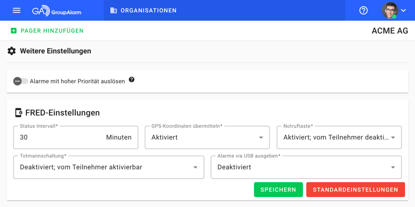 FRED-Pager konfigurieren