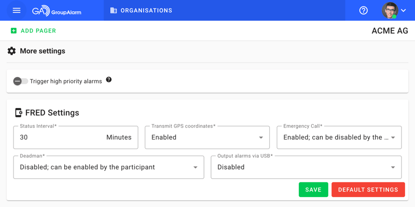 Configure FRED Pagers