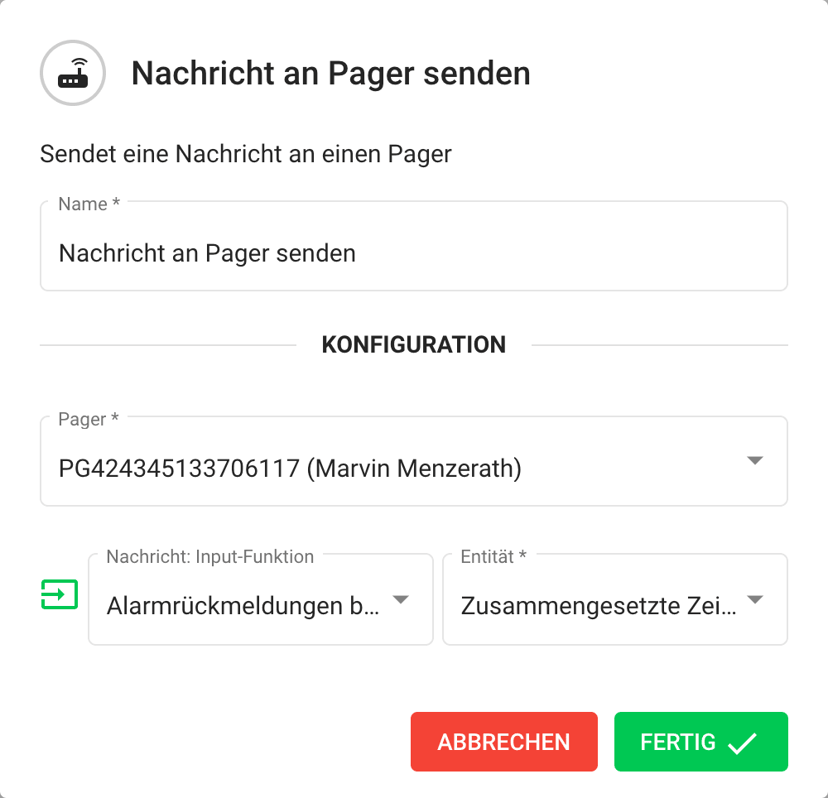 Pager-Nachrichten im Flow versenden