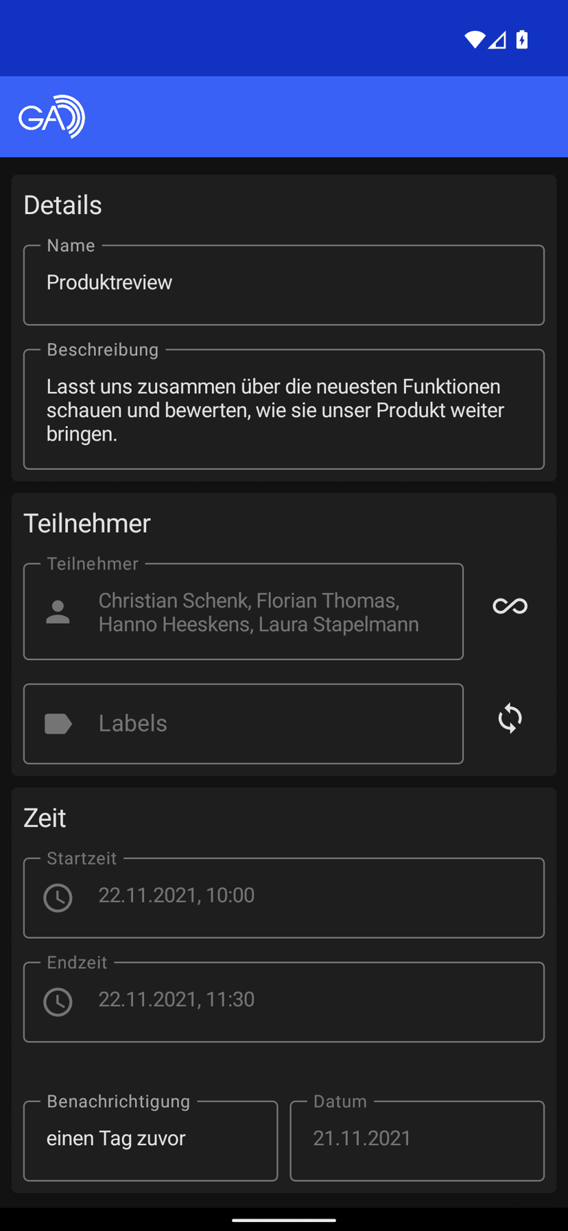 Termine in den mobilen Apps anlegen