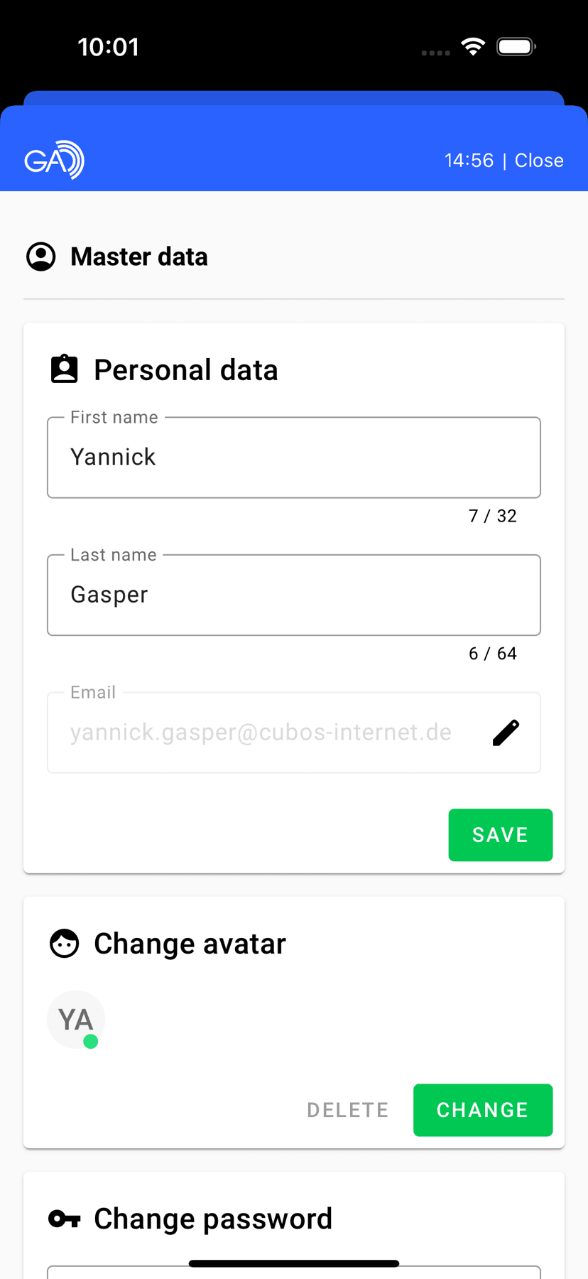 Control user profile settings via the app