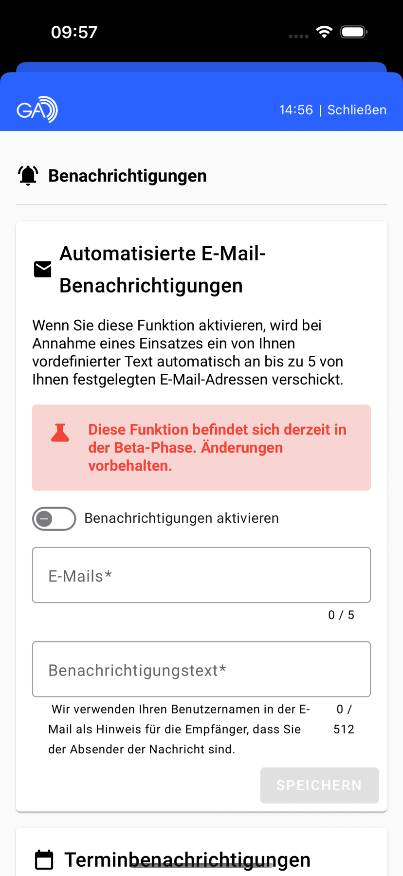 Benutzereinstellungen über die App steuern