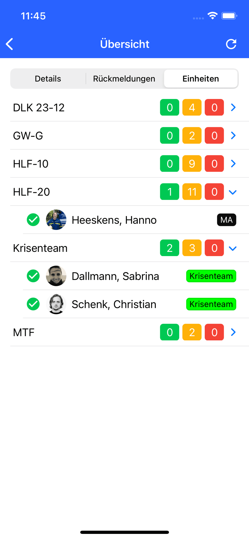 Vereinfachte Darstellung der Alarm-Rückmeldungen unter iOS